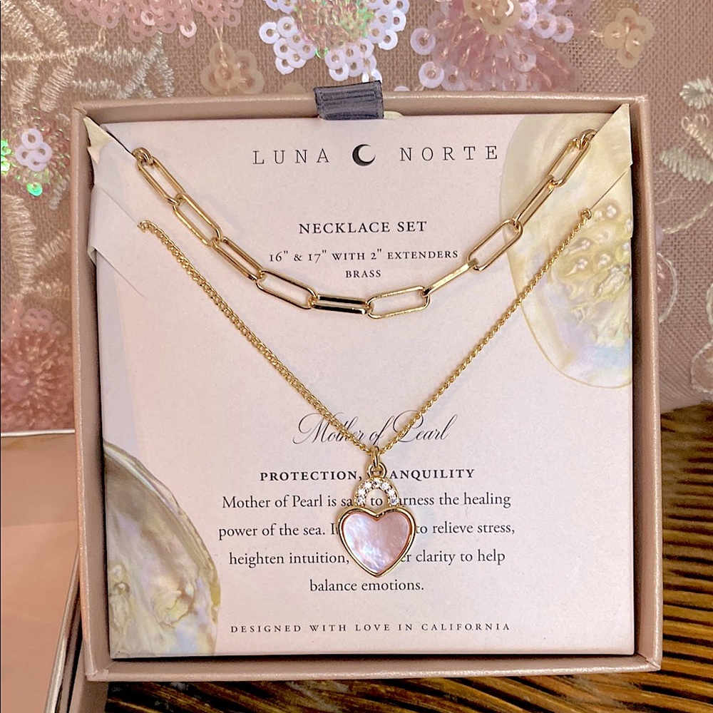 Gold Layered Necklace Set with Crescent Pendant & FREE bracelet or hair clip:)